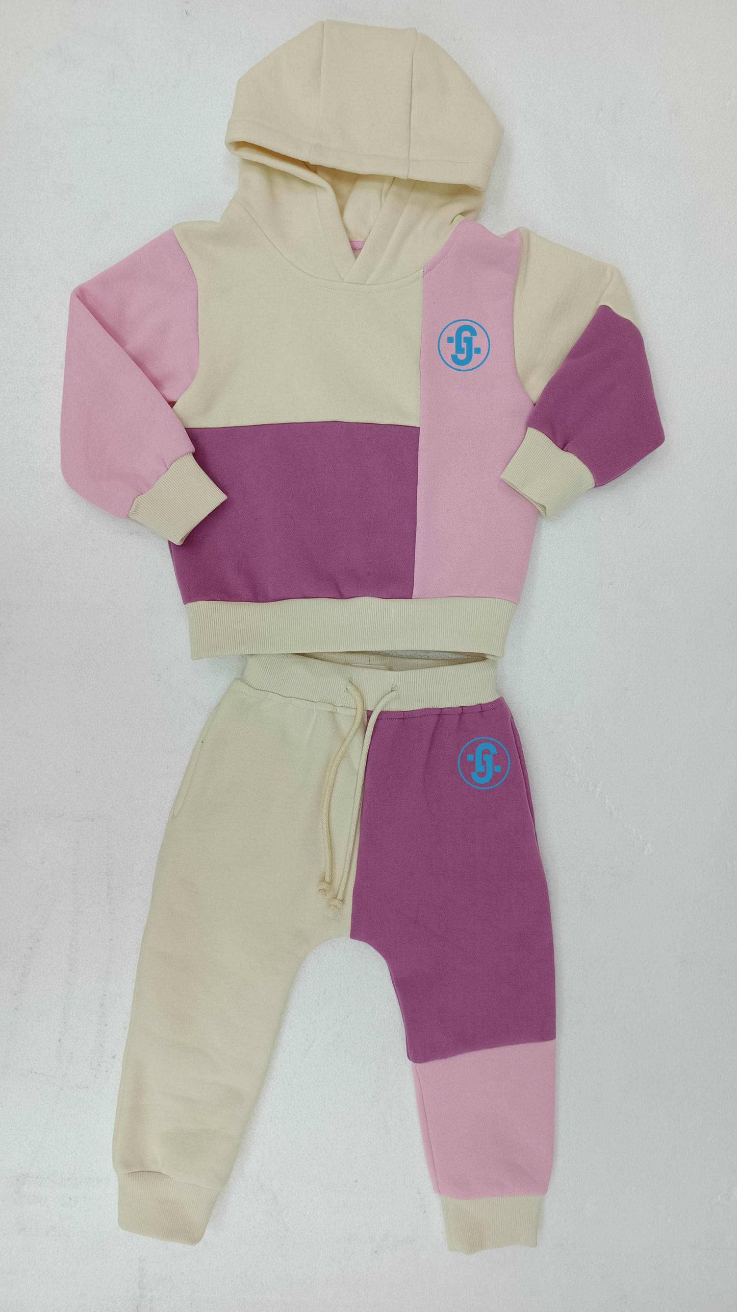 Jrue & Louis -Pink Color Block Sweatsuit