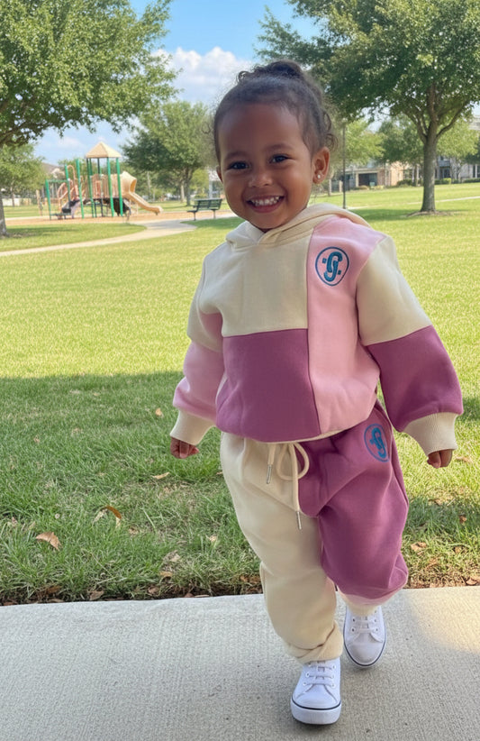 Jrue & Louis -Pink Color Block Sweatsuit