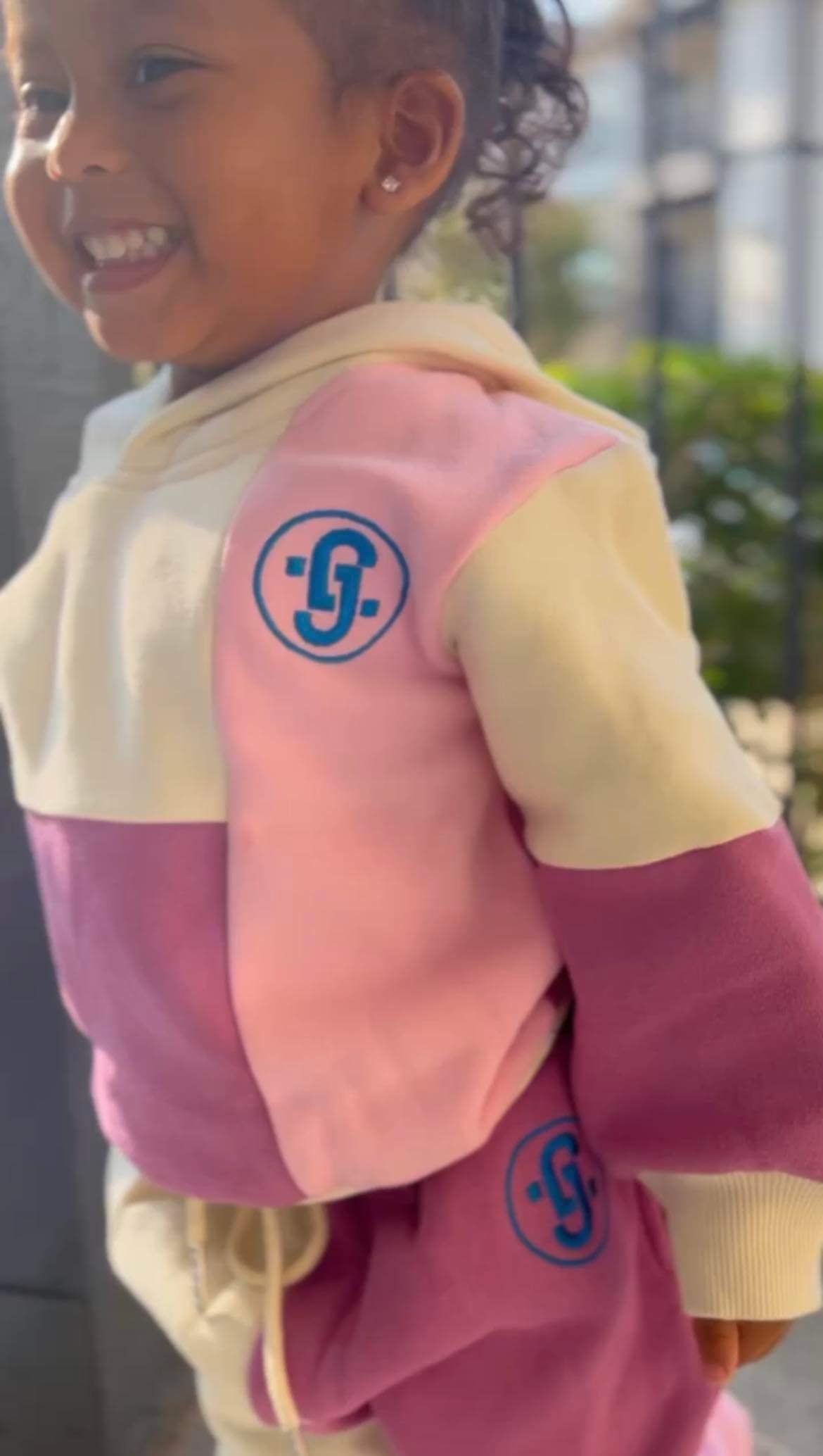 Jrue & Louis -Pink Color Block Sweatsuit