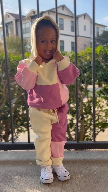 Jrue & Louis -Pink Color Block Sweatsuit