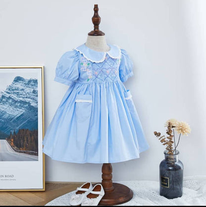 Baby Blue color peasant dress